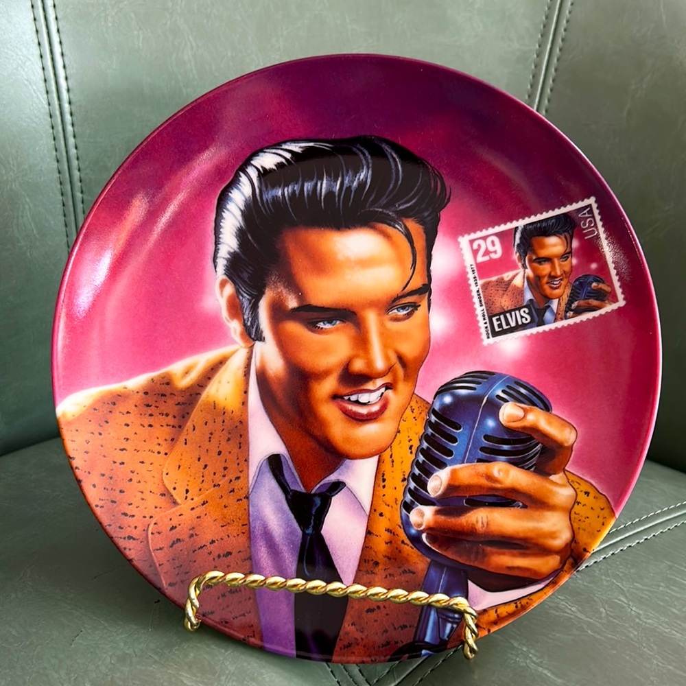 ELVIS PRESLEY Plate “The Rock and Roll Legend “ US Postal Stamp